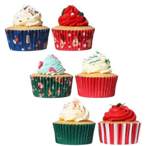 PME Christmas Foil Lined Cupcake Cases Pk/100 - Santa Mix