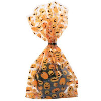 PME Pumpkin Party Cello Bags with Twist Ties - Pack of 20