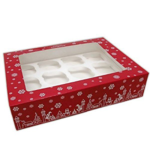 Christmas Cupcake Boxes 12's - Pk/25