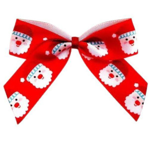 5cm Self Adhesive Satin Bows - Santa Pk/12