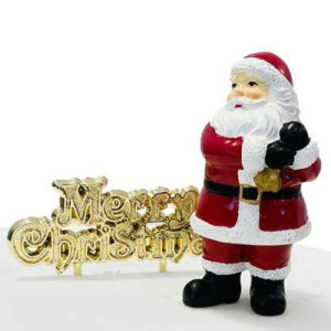 Traditional Santa Resin Cake Topper & Motto