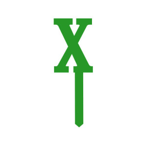 Small Block Font Letters - Green X