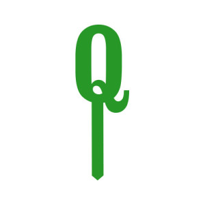 Small Block Font Letters - Green Q