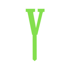 Small Block Font Letters - Lime Green V