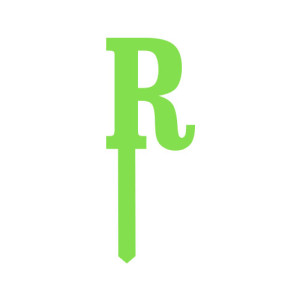 Small Block Font Letters - Lime Green R