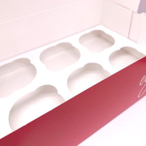 Red Merry Christmas Cupcake Box - Holds Standard 6's or Mini 12's