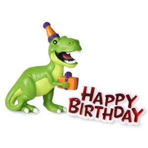 Dinosaur Resin Topper & Red Happy Birthday Motto