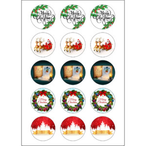 Traditional Christmas Cupcake Toppers - 15 x 2"