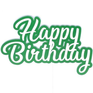 Acrylic Happy Birthday Topper - Green & White