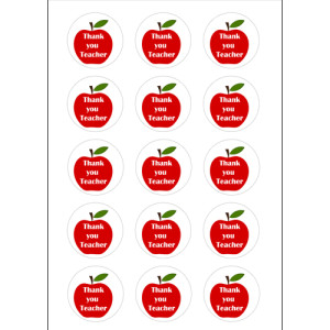 Apple Thank You Teacher Cupcake Toppers - 15 x 2"