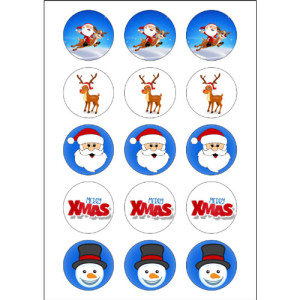 Cute Christmas Cupcake Toppers - 15 x 2"