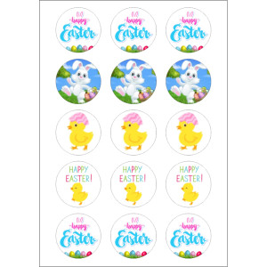 Happy Easter Cupcake Toppers - 15 x 2"