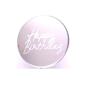 2" Happy Birthday Acrylic Disc - Silver 