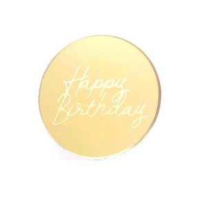 2" Happy Birthday Acrylic Disc - Gold