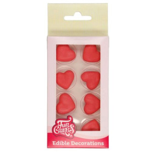FunCakes Sugar Decorations - Red Hearts Pk/8
