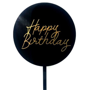 Black & Gold Happy Birthday Paddle - Acrylic 