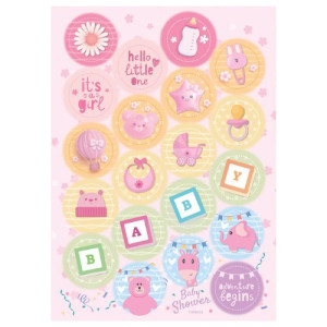 Baby Shower Wafer Decorations - Pack of 20 - Girl