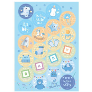 Baby Shower Wafer Decorations - Pack of 20 - Boy