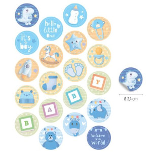 Baby Shower Wafer Decorations - Pack of 20 - Boy