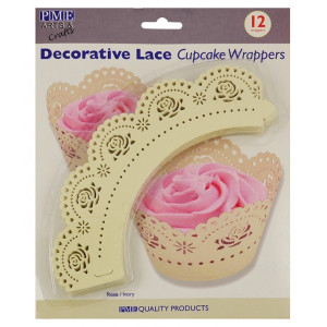 PME Ivory Rose Cupcake Wrappers Pk/12