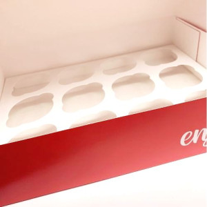 Red Treat Cupcake Box - Holds Standard 12's or Mini 24's