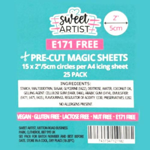2" Precut Sweet Artist Magic Edible Icing Sheets Pk/25