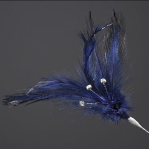 Navy Feathers with Diamantés Pk/6