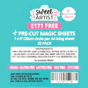 8" Precut Sweet Artist Magic Edible Icing Sheets Pk/25