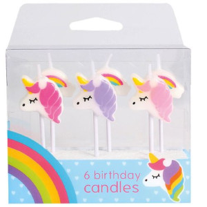 Unicorn & Rainbow Candles Pk/6