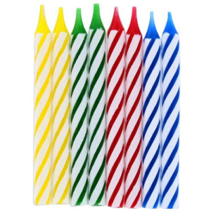 Mixed Primary Colour Striped Candles Box/100