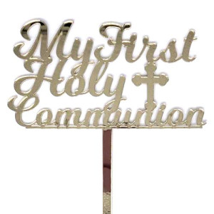 My First Holy Communion Topper - Gold Mirror