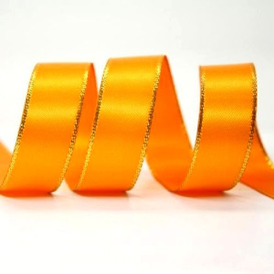 15mm Gold Edge Ribbon - Orange