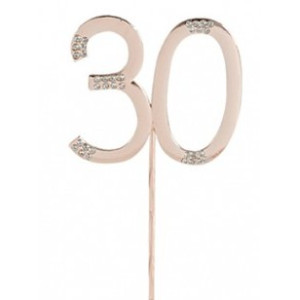 Diamante '30' Rose Gold Cake Topper