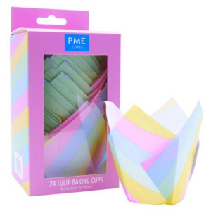 PME Tulip Muffin Wraps Pk/24 - Rainbow Stripes
