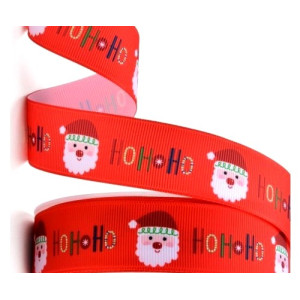 Red Ho Ho Ho Christmas Ribbon 25mm