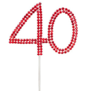 Red Diamante '40' Topper