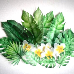 Crystal Candy Tropical Wafer Leaves & Flowers Pk/22