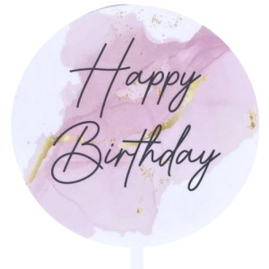 Acrylic Paddle - Happy Birthday Pink Marble