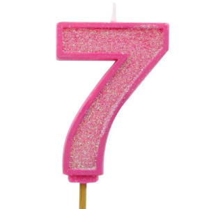 Pink Sparkle '7' Candle