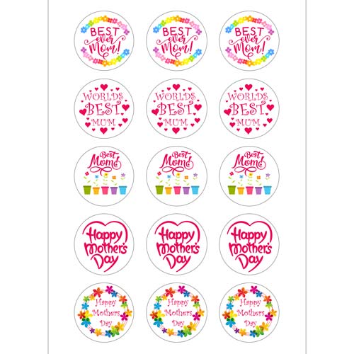 Mother's Day Cupcake Toppers - 15 x 2"