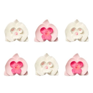 Decora Pink & White Orchids Pk/6