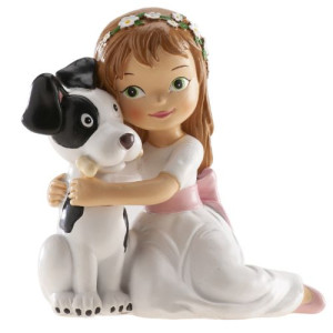 Dekora Communion Girl Topper with Puppy