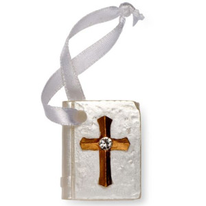 Pearl Bible with Gold Cross