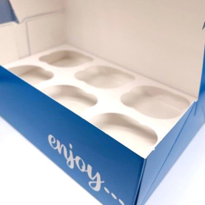 Royal Blue Treat Box Cupcake Box - Holds Standard 6's or Mini 12's