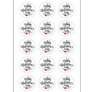 Happy Valentine's Day Cupcake Toppers - 15 x 2"