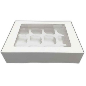 12's White Cupcake Boxes 3" High - Pk/25 