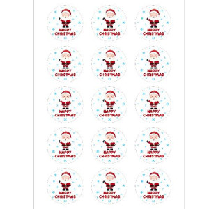 Happy Christmas Santa Cupcake Toppers - 15 x 2"