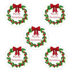 Holly Wreath Christmas Cupcake Toppers - 15 x 2"