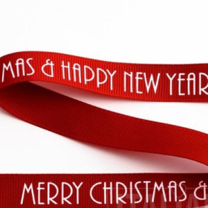 15mm Merry Christmas & Happy New Year Ribbon - 5m Roll