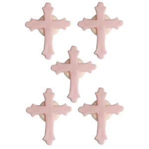Pink Cross Sugarcraft Toppers Pk/5 